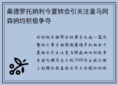 桑德罗托纳利今夏转会引关注皇马阿森纳均积极争夺 桑德罗托纳利今夏转会引关注皇马阿森纳均积极争夺